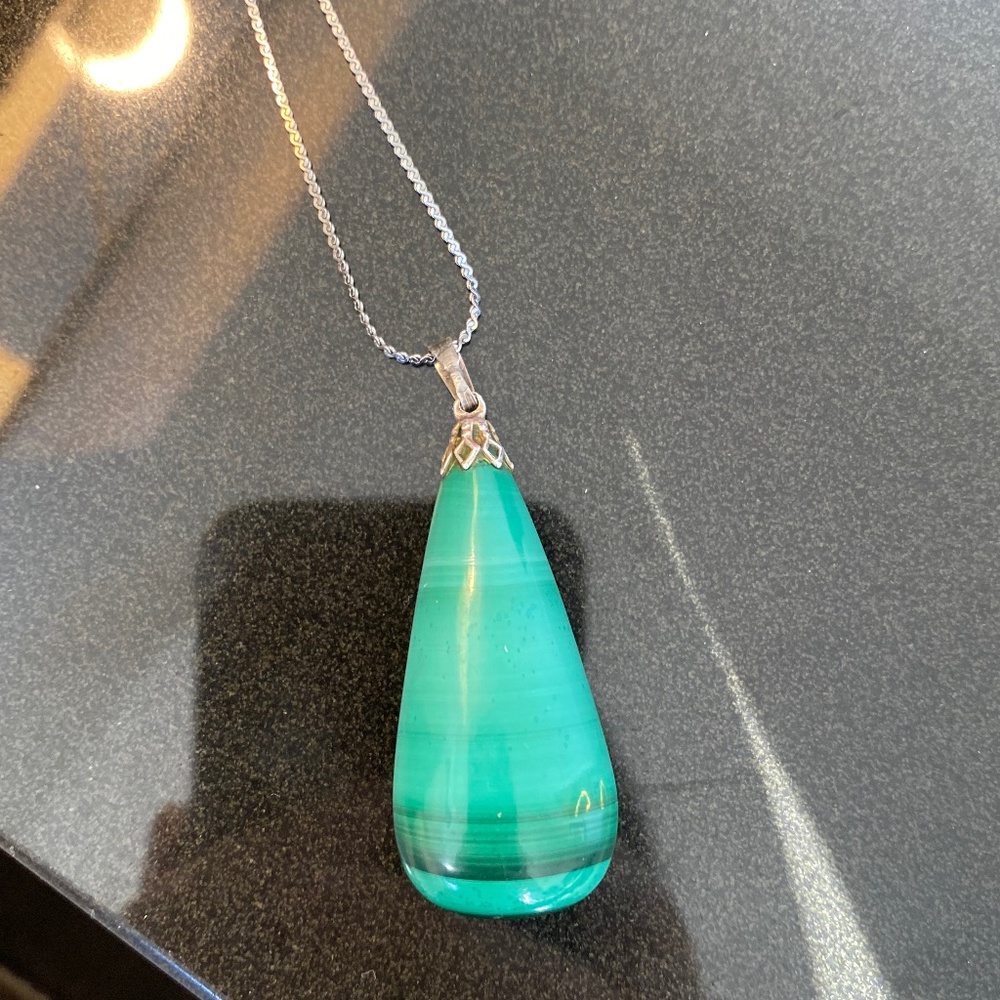 Gorgeous Authentic Malachite Pendant - Vintage - One of a Kind - Pre-Owned